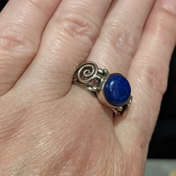 Men's Ring Lapis Lazuli .925 Silver Ring, Size 10 - Picture 3 of 10